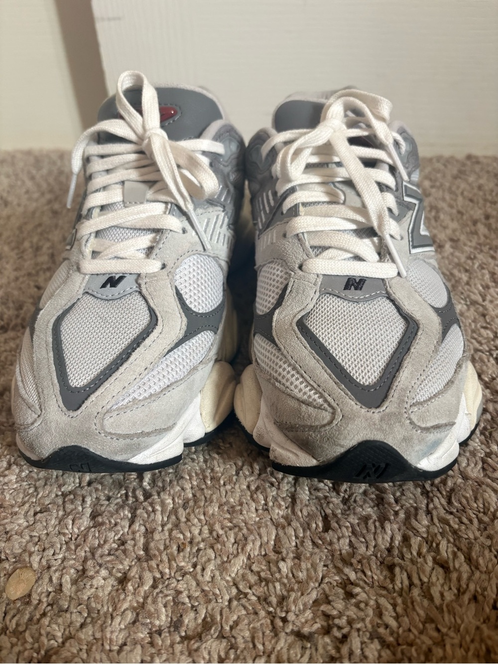 New Balance 9060 Sneakers Light Gray and Suede - Picture 2 of 8